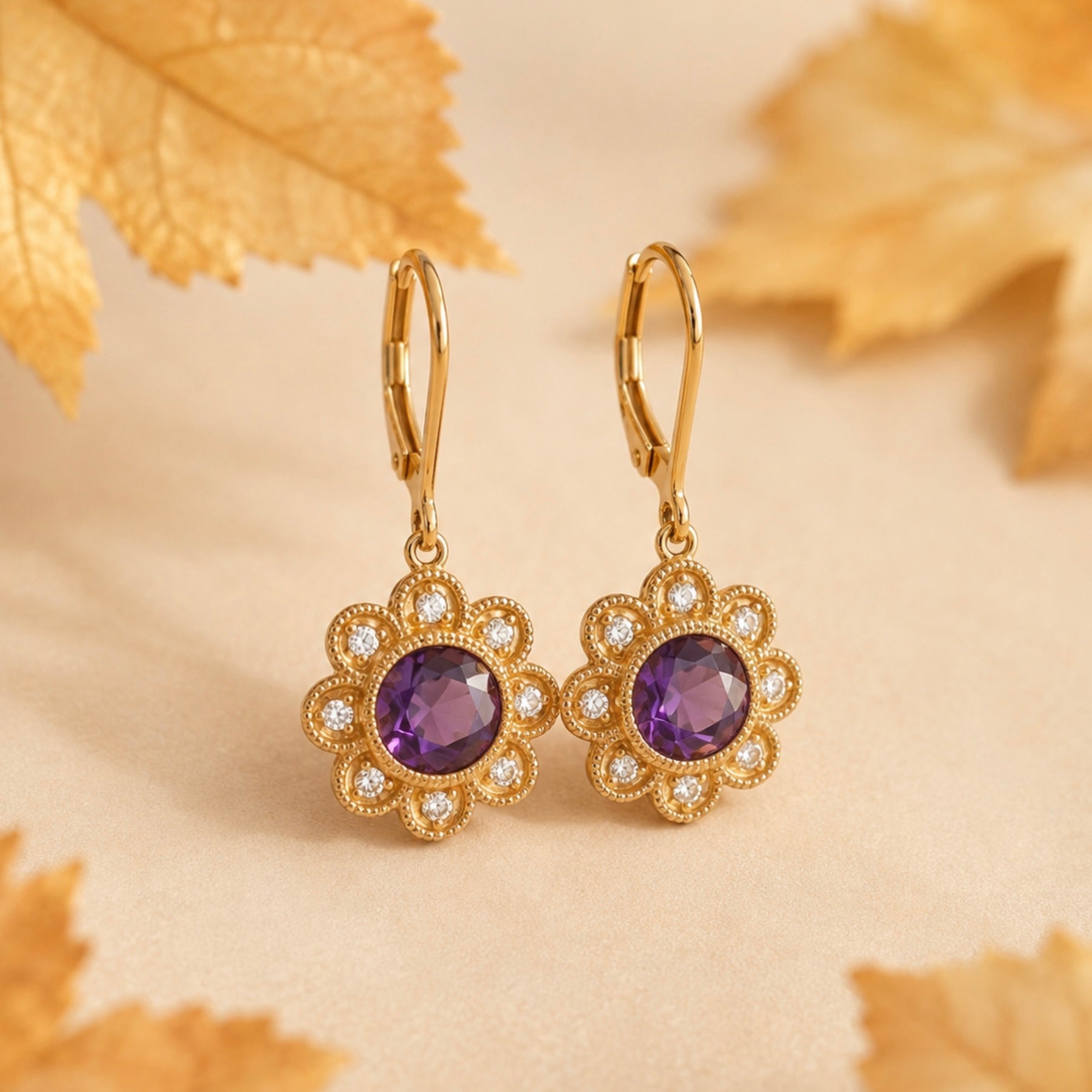 Violet Bloom Drop Earrings