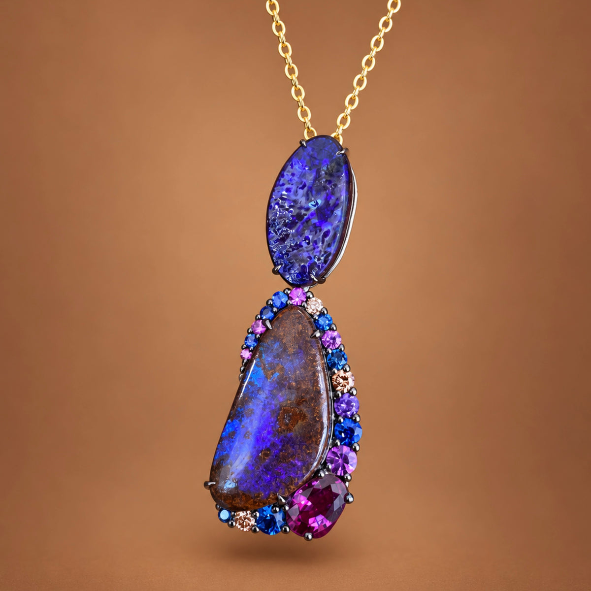 Opal Sapphire & Diamond Necklace