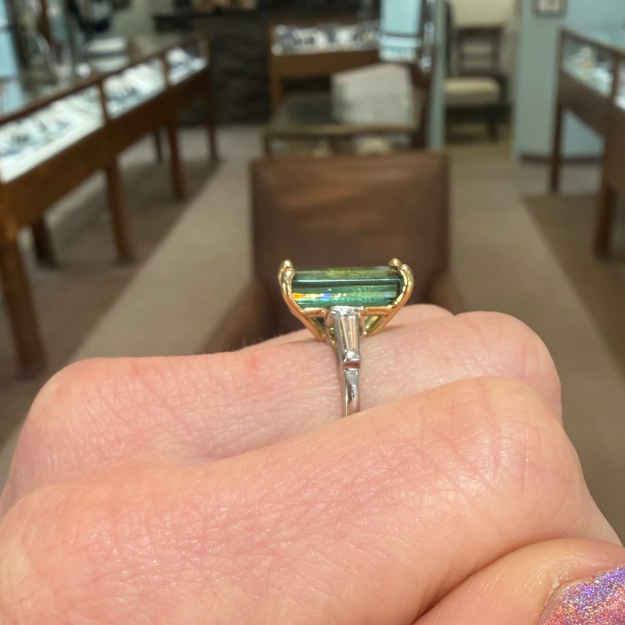 The Sunlit Forest Tourmaline & Diamond Ring - One of a Kind