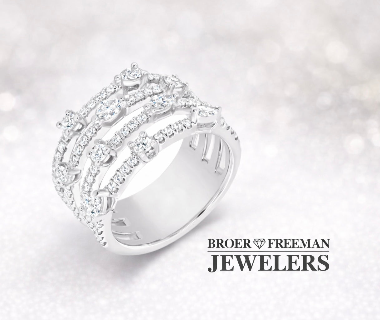 Fused Four Band Multishape Diamond Ring