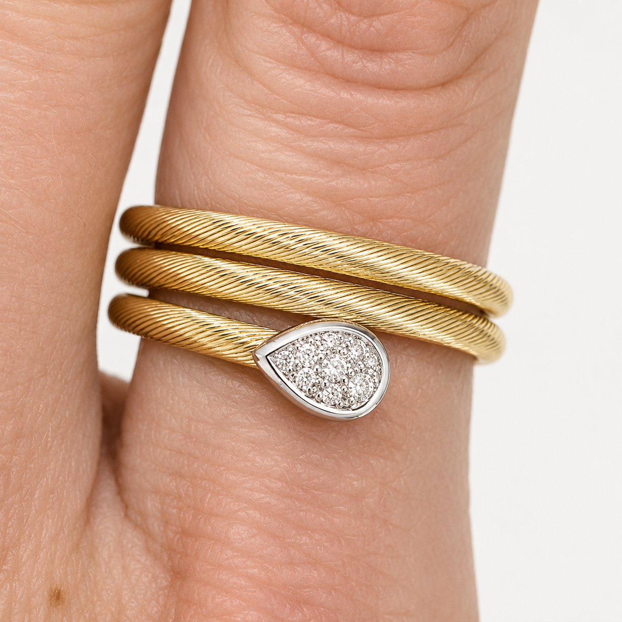 Two Tone 18K Gold Coiled Snake Ring