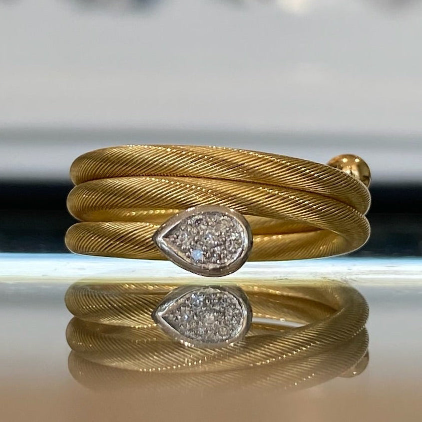Two Tone 18K Gold Coiled Snake Ring