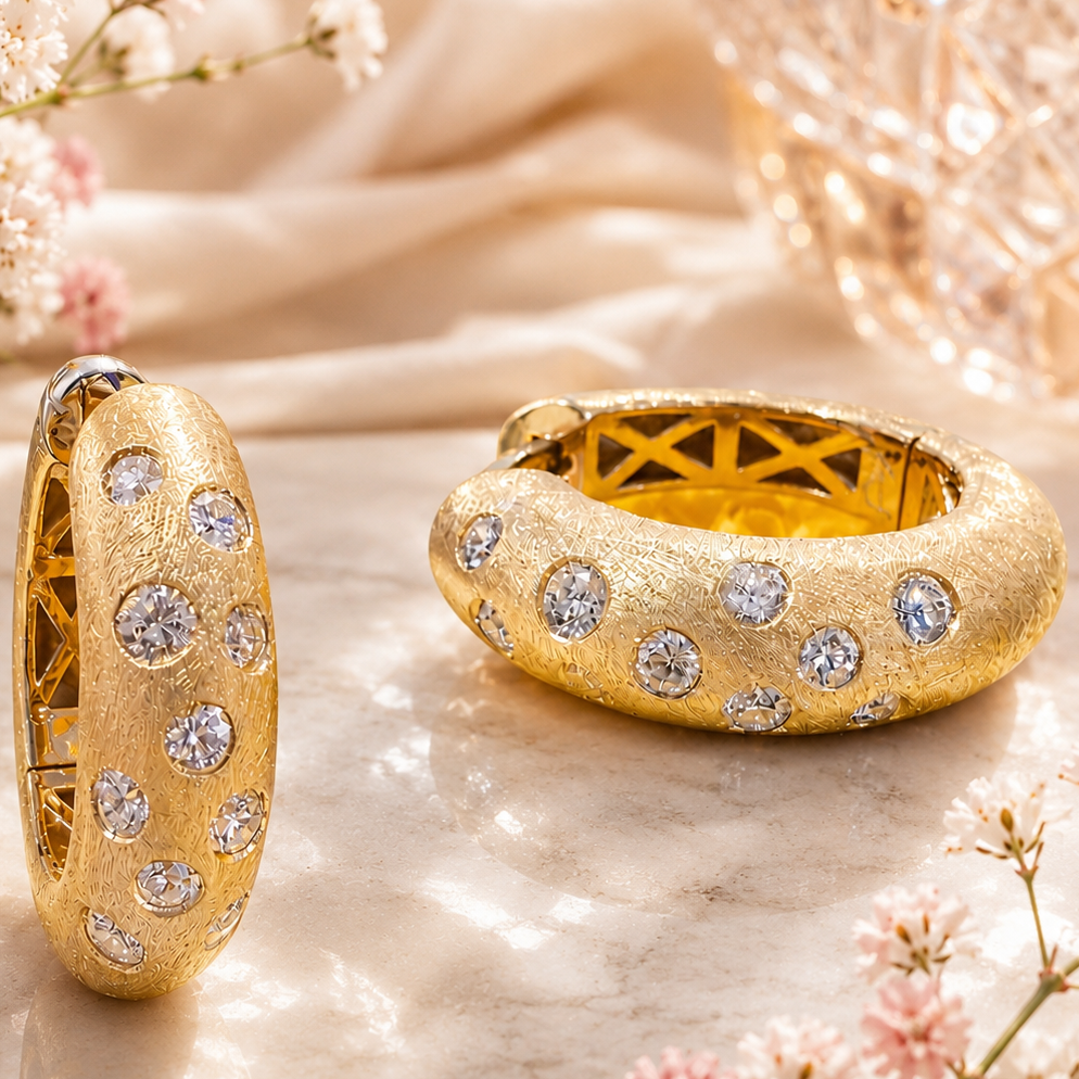 Satin Sheen Diamond Hoops