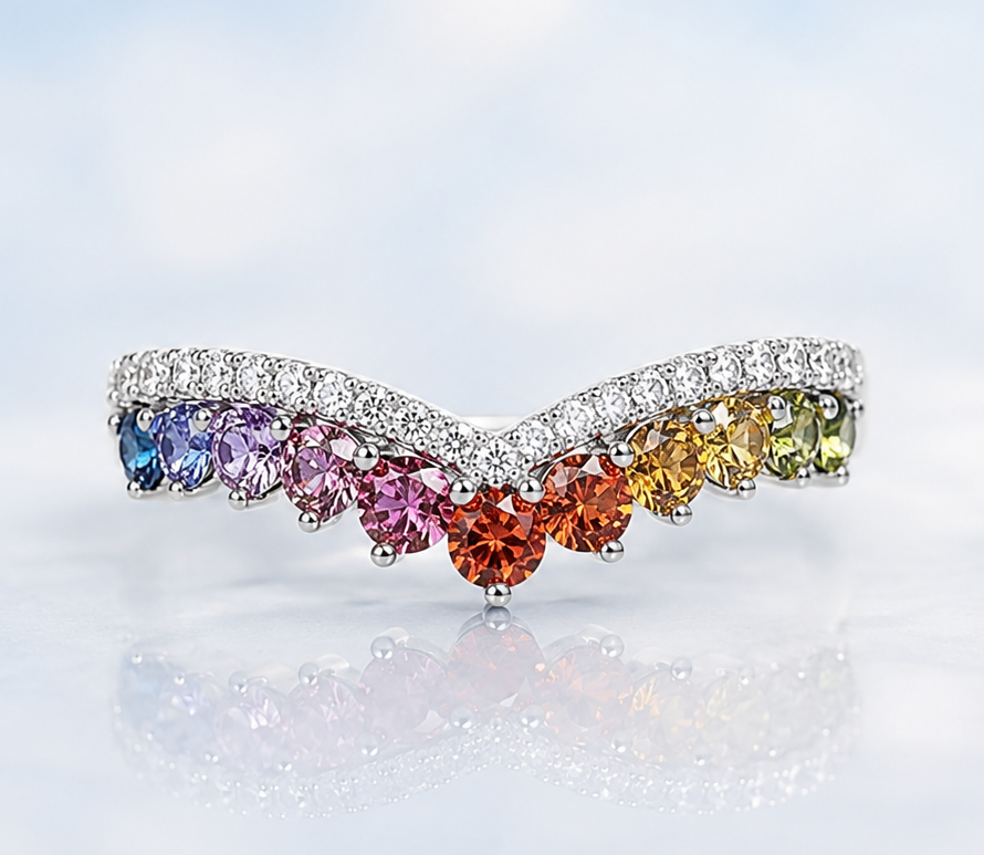 Rainbow Radiance Chevron Band