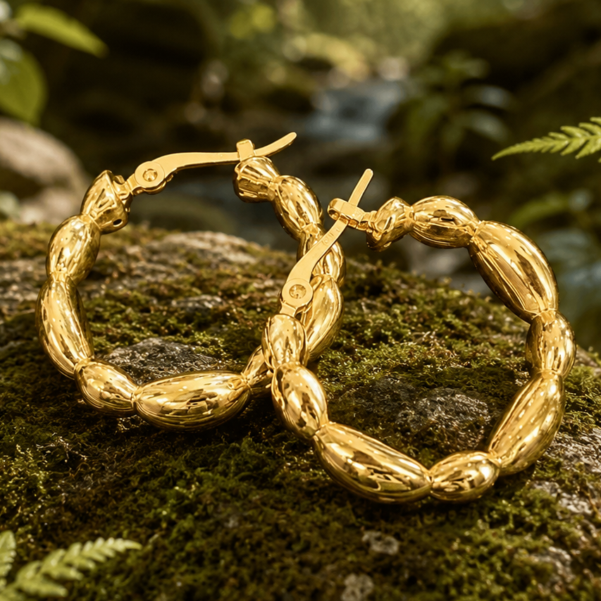 Golden Pebble Hoops