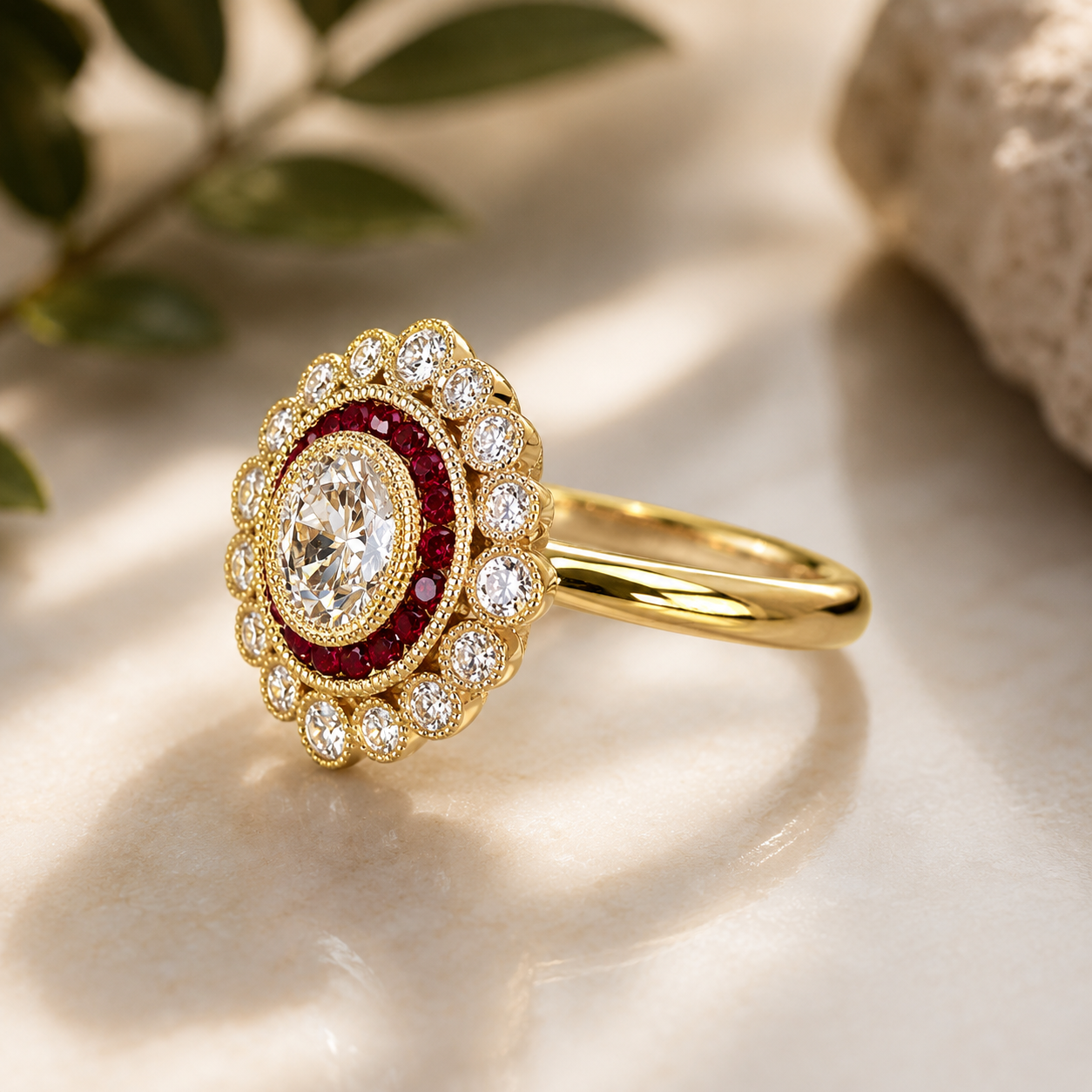 Velvet Ruby Halo Ring