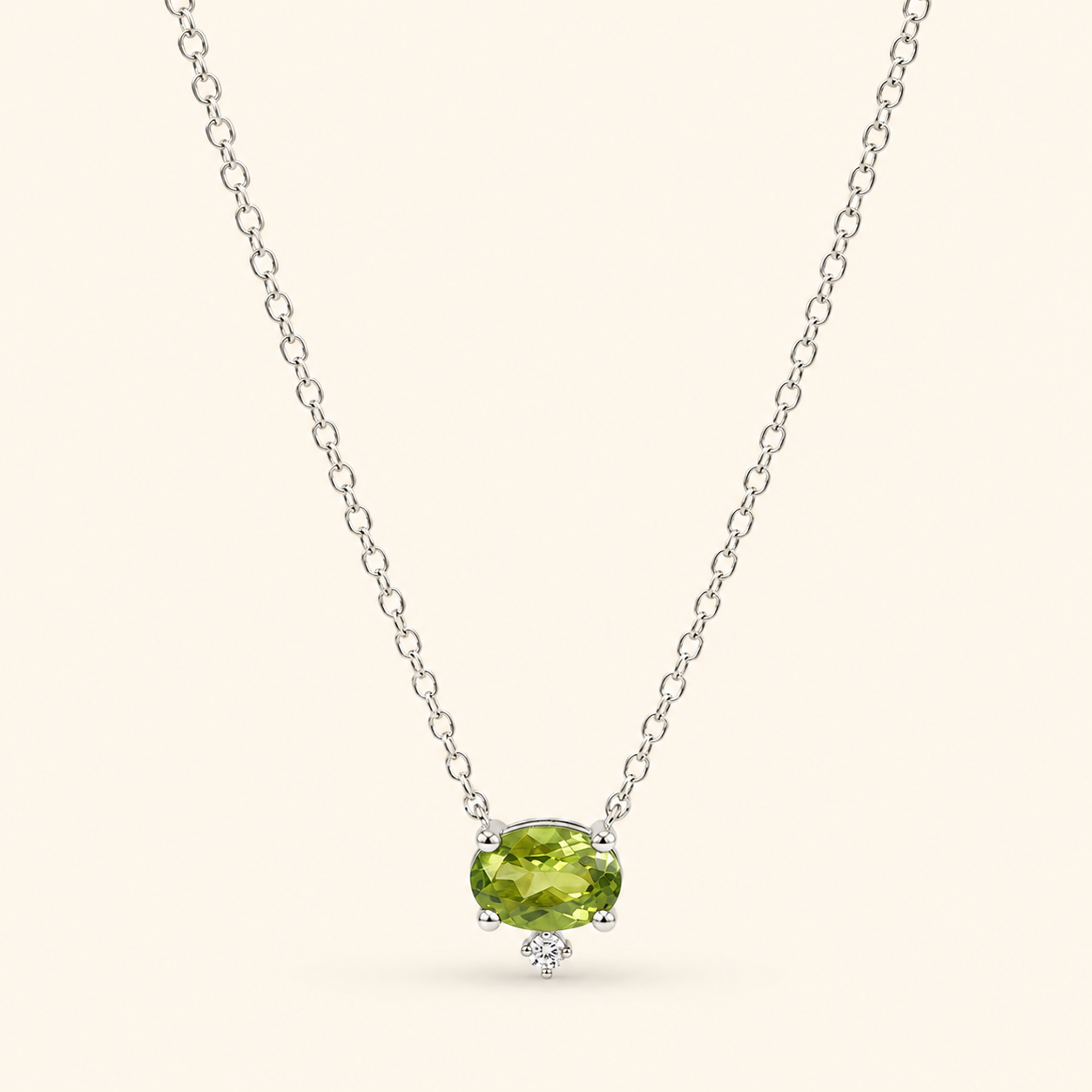 Peridot Elegance Diamond Accent Necklace