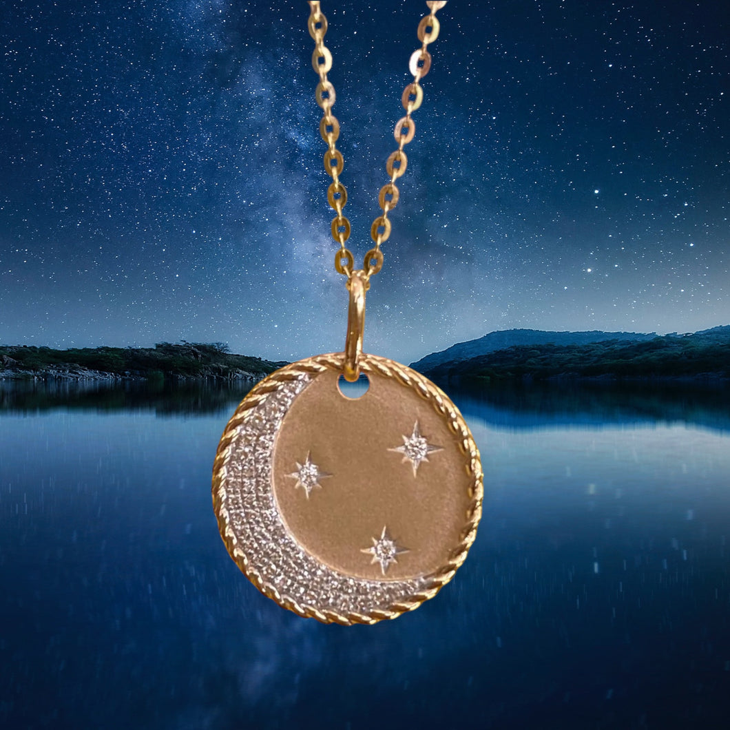 Stars and Moon Disc Necklace