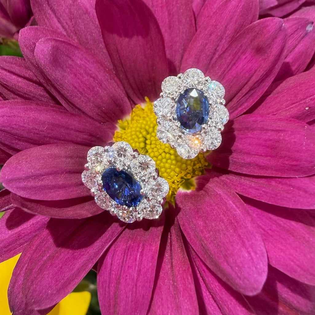Midnight Bloom Sapphire and Diamond Earrings