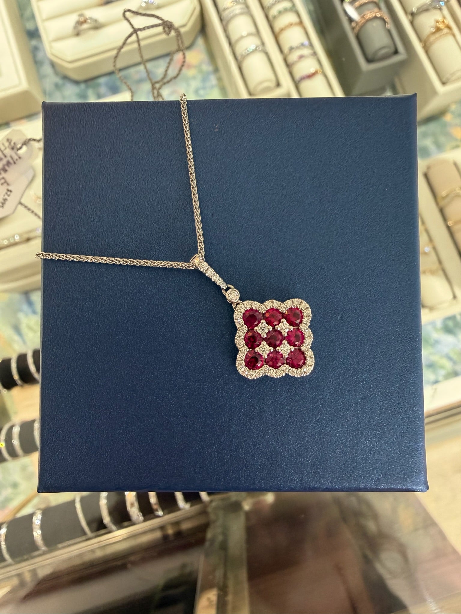 Crimson Clover Ruby & Diamond Pendant