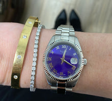 Load image into Gallery viewer, Purple Dial Silver Bracelet Watch
