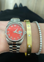 Load image into Gallery viewer, Red Dial Silver Bracelet Watch
