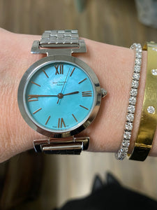 Turquoise Dial Silver Bracelet Watch