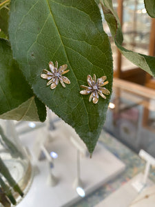 Diamond Flower Power Inspired Earrings in White and Yellow Gold