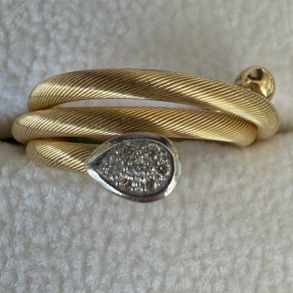 Two Tone 18K Gold Coiled Snake Ring