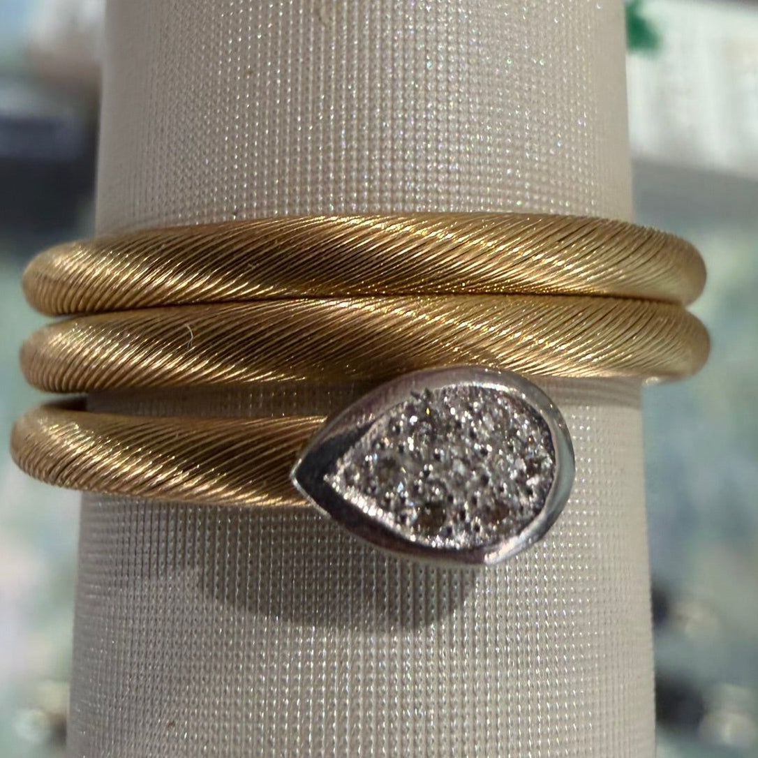 Two Tone 18K Gold Coiled Snake Ring