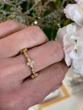 Load image into Gallery viewer, Yellow Gold Flower Bezel Set Diamond Band
