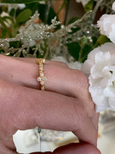 Load image into Gallery viewer, Yellow Gold Flower Bezel Set Diamond Band
