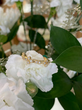 Load image into Gallery viewer, Yellow Gold Flower Bezel Set Diamond Band
