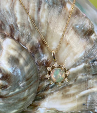 Load image into Gallery viewer, Diamond Accented Opal Sun Pendant Necklace
