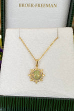 Load image into Gallery viewer, Diamond Accented Opal Sun Pendant Necklace
