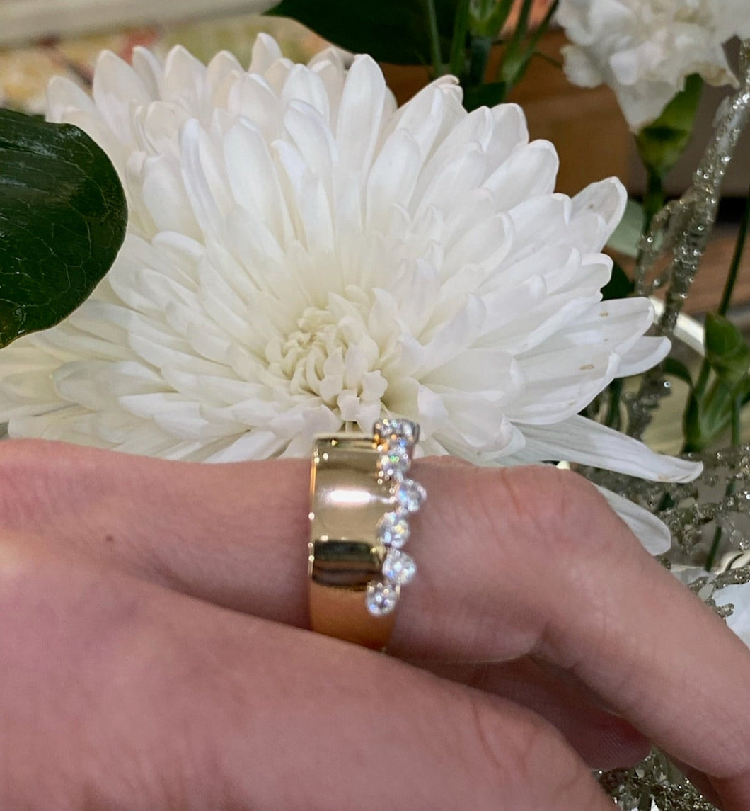 Two Toned Bezel Set Bubbled Diamond Ring