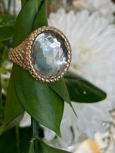 Yellow Gold Green Amethyst Disco Ball Ring