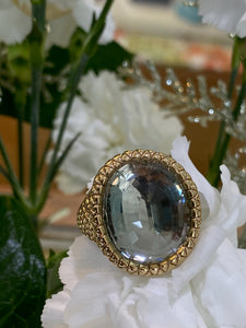 Yellow Gold Green Amethyst Disco Ball Ring