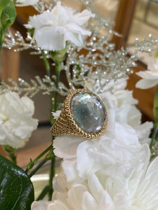 Yellow Gold Green Amethyst Disco Ball Ring