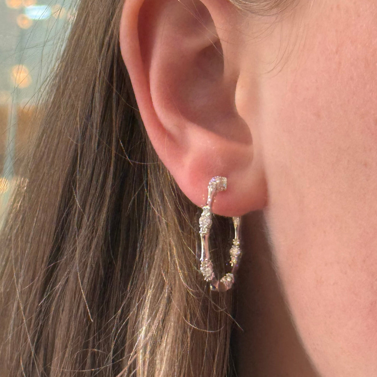 Scattered Sparkle Diamond Hoops