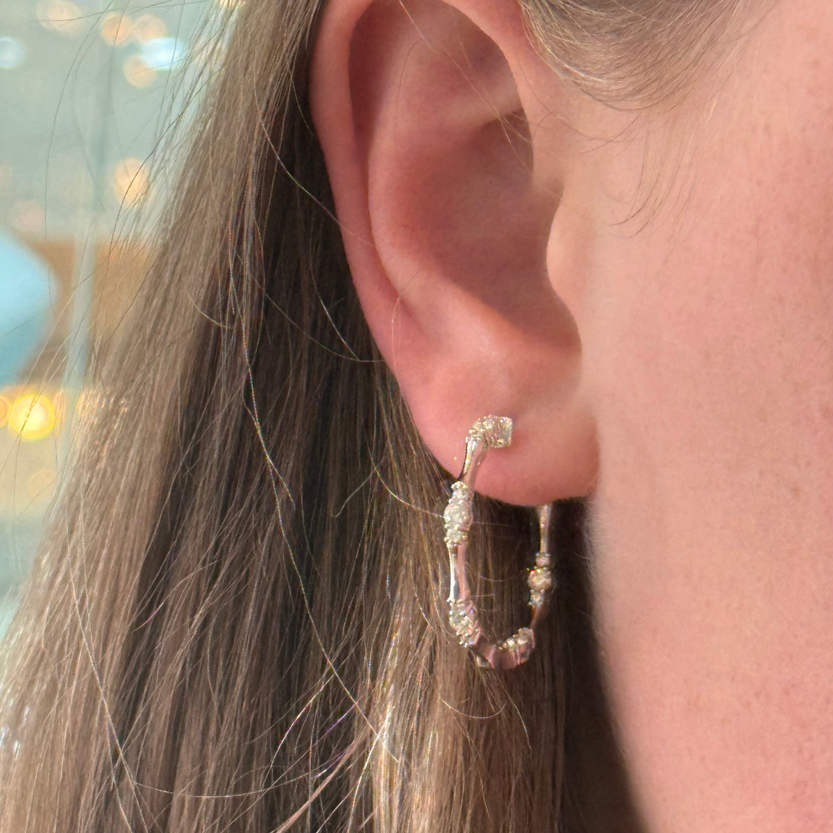 Scattered Sparkle Diamond Hoops