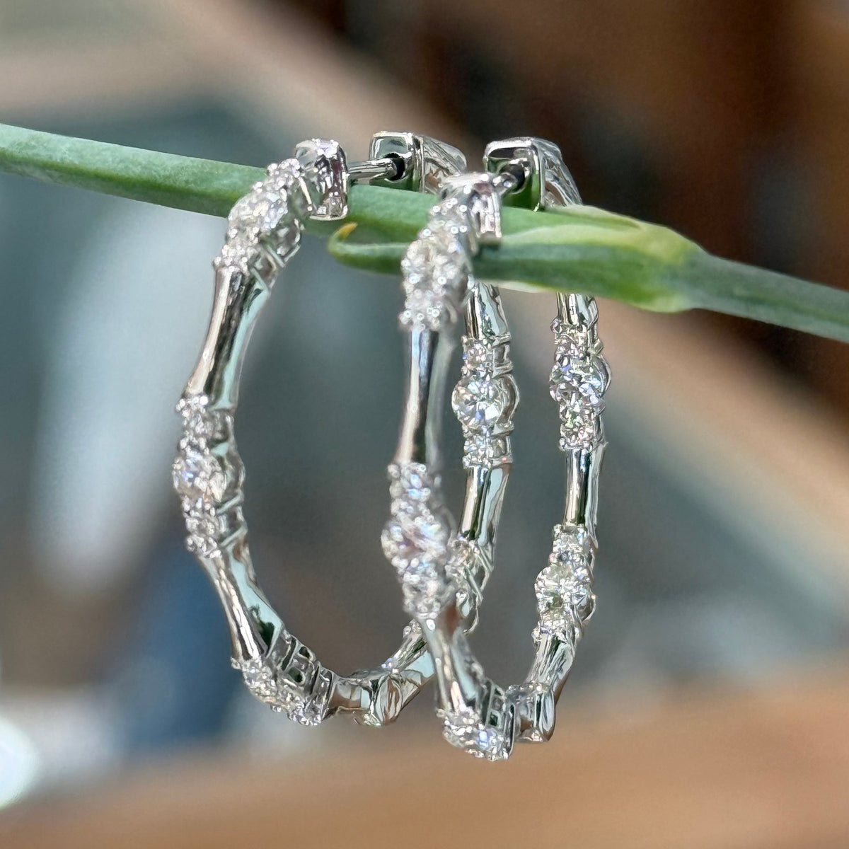 Scattered Sparkle Diamond Hoops
