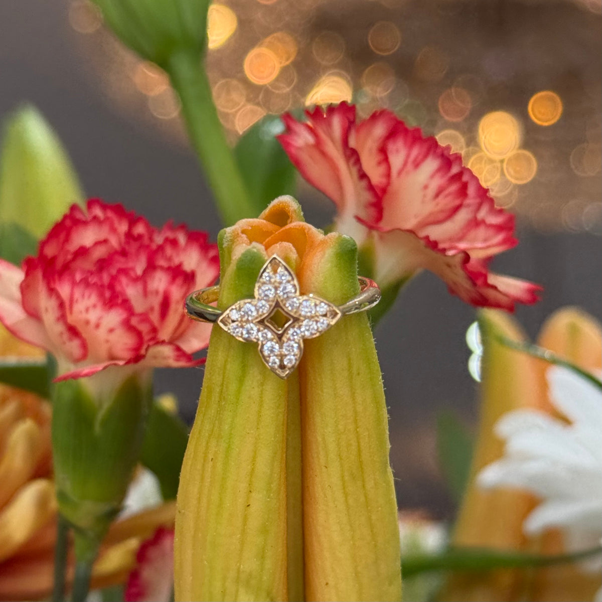 Diamond Clover Bloom Ring