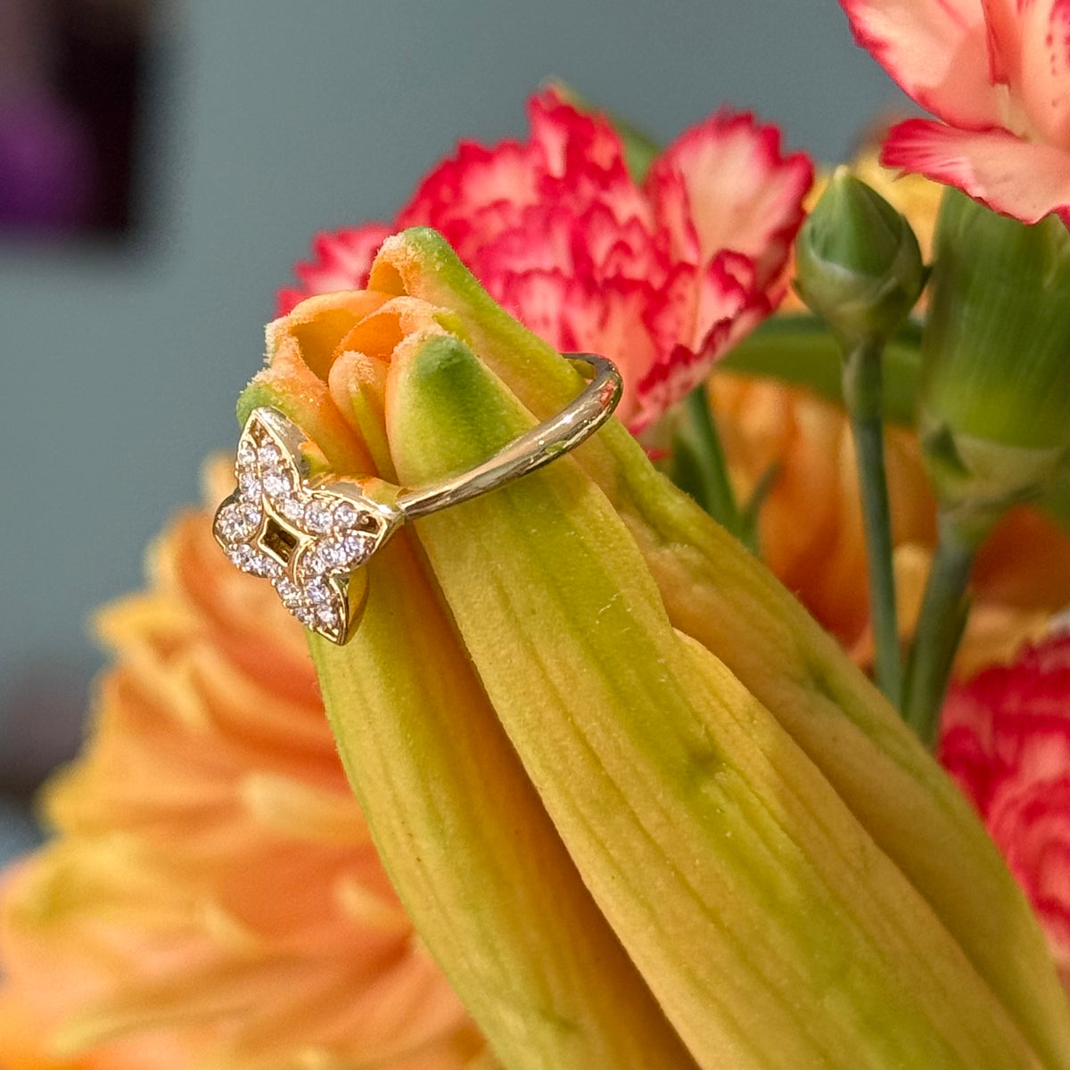 Diamond Clover Bloom Ring
