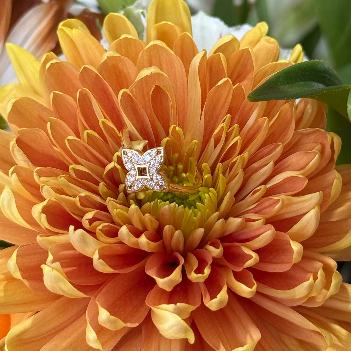 Diamond Clover Bloom Ring