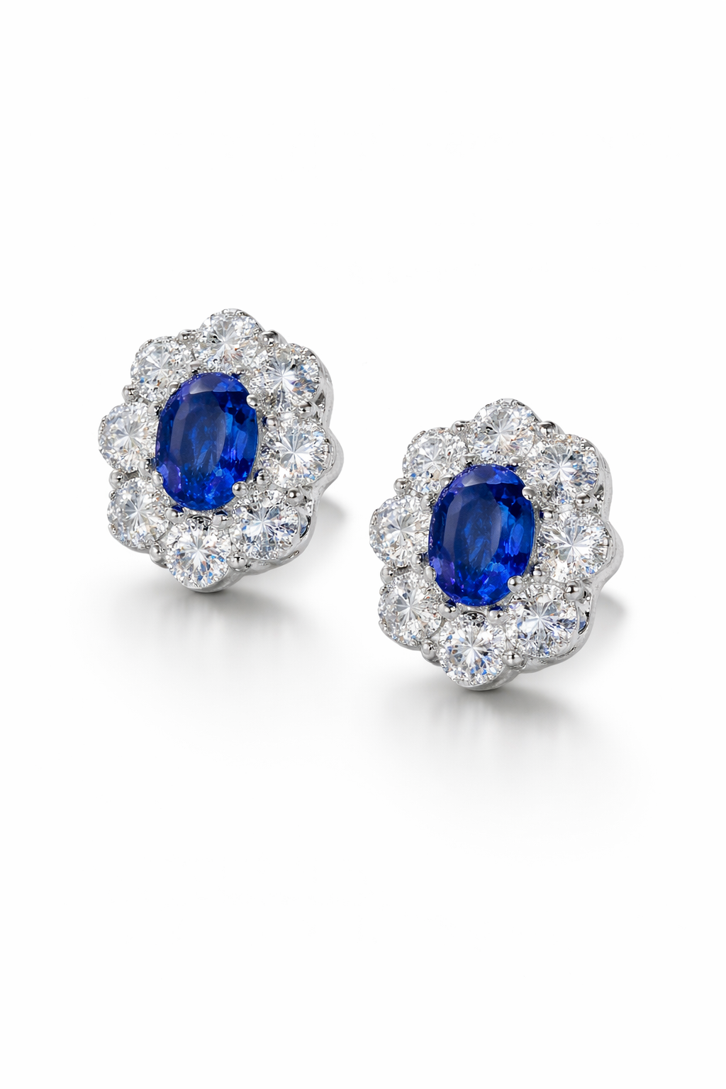 Midnight Bloom Sapphire and Diamond Earrings