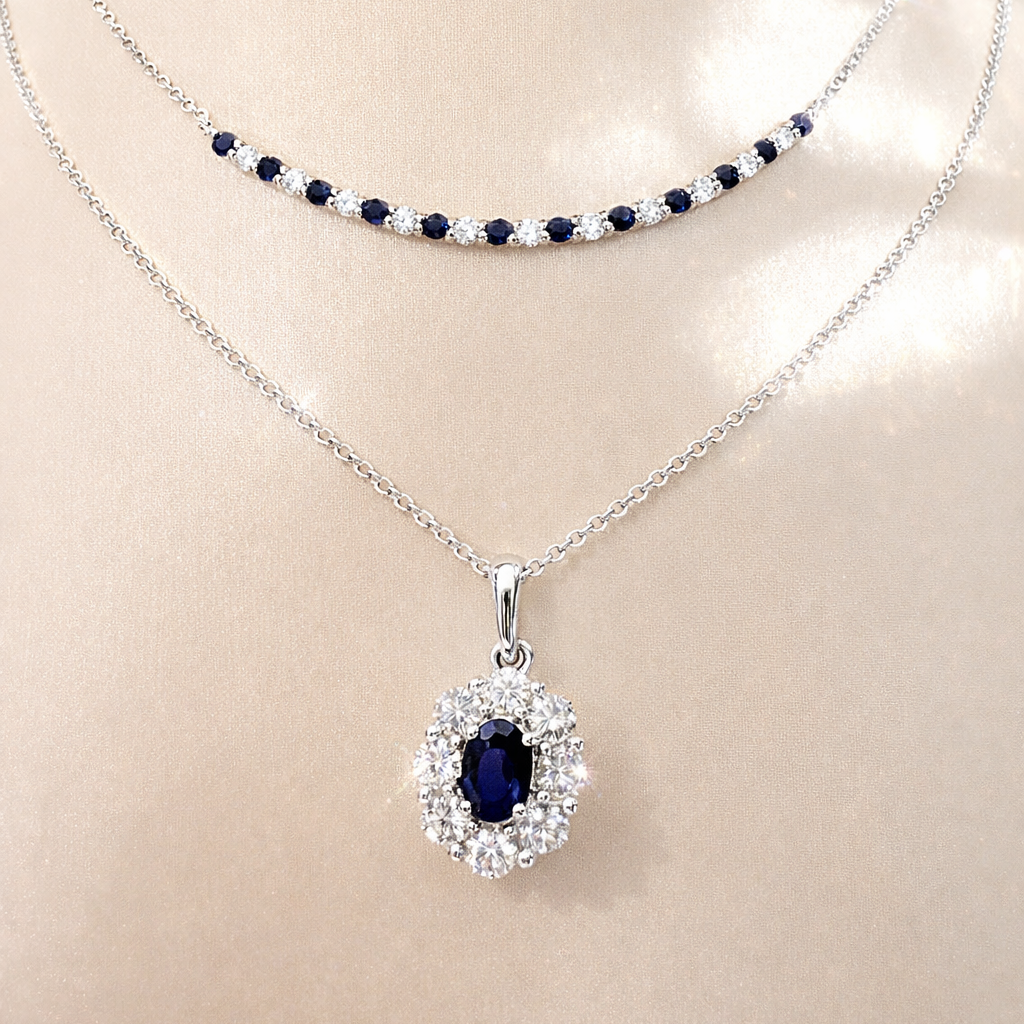 The Midnight Bloom Sapphire and Diamond Necklace