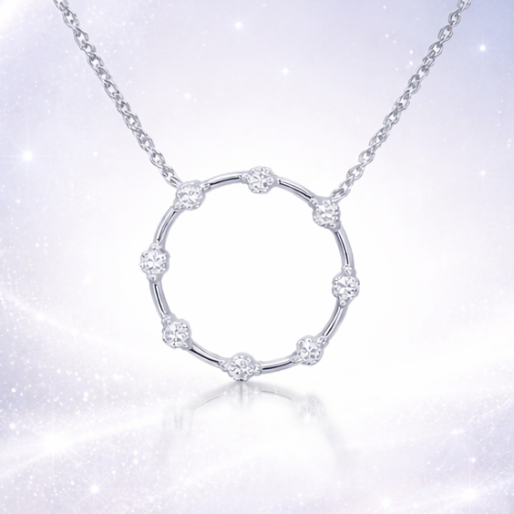 Radiant Orbit Diamond Circle Necklace