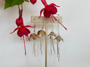 Sterling Silver Fuchsia Flower Drop Earrings