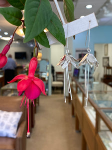 Sterling Silver Fuchsia Flower Drop Earrings