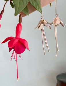 Sterling Silver Fuchsia Flower Drop Earrings