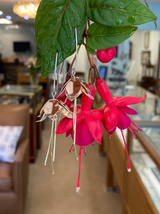 Sterling Silver Fuchsia Flower Drop Earrings