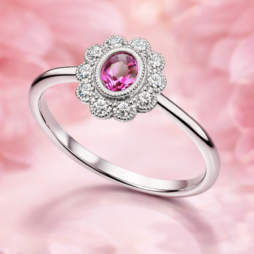 Petal Glow Pink Sapphire and Diamond Ring
