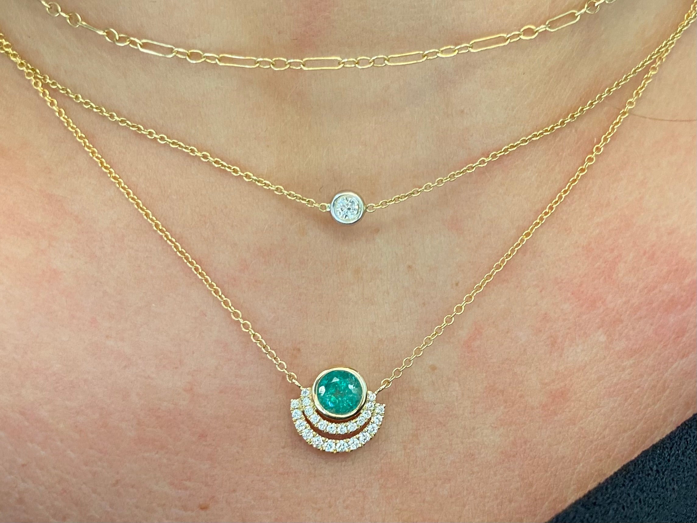 Emerald & Diamond Happy Halo Necklace