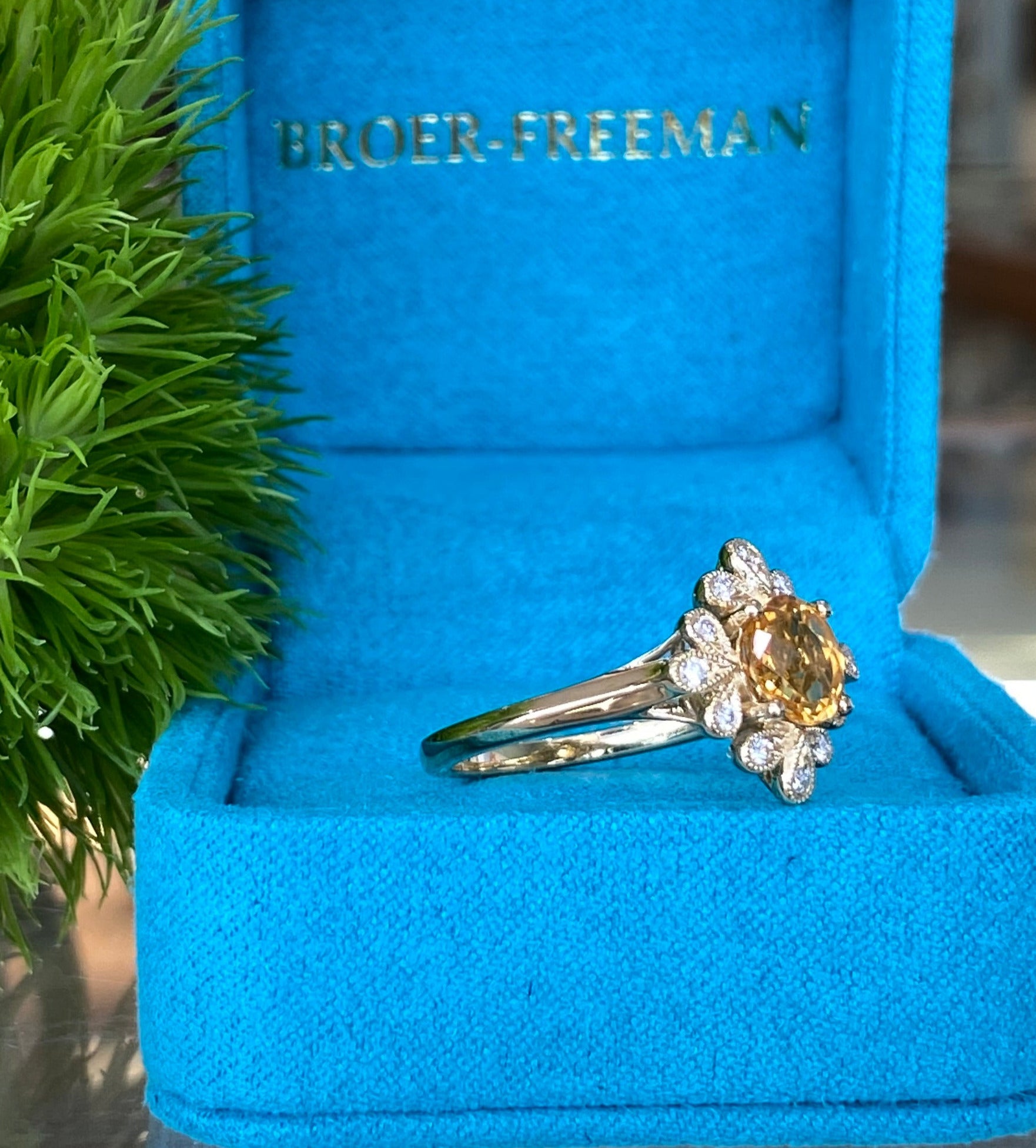 Citrine and Diamond Yellow Gold Vintage Inspired Ring