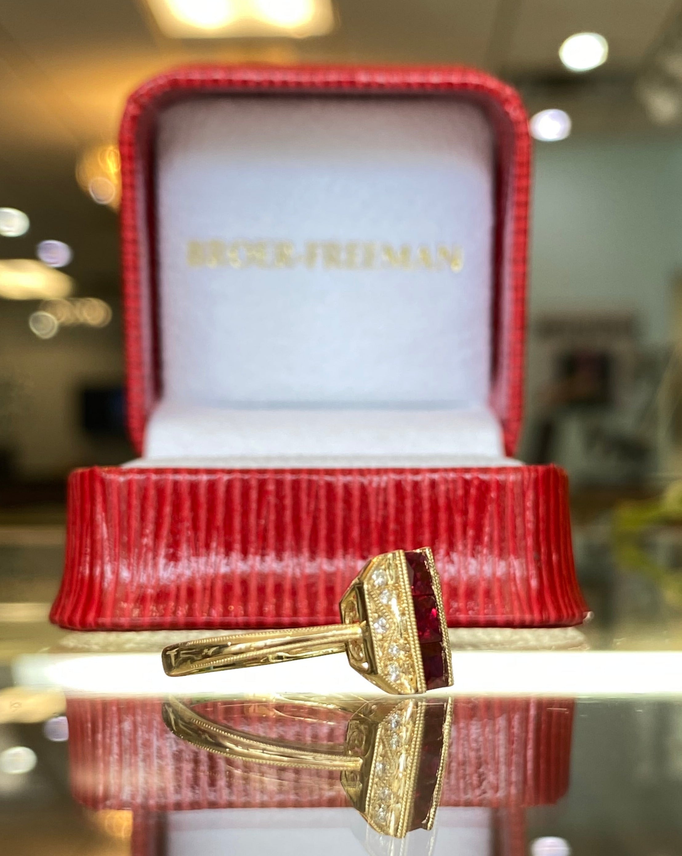 Ruby and Diamond Octagon Yellow Gold Ring