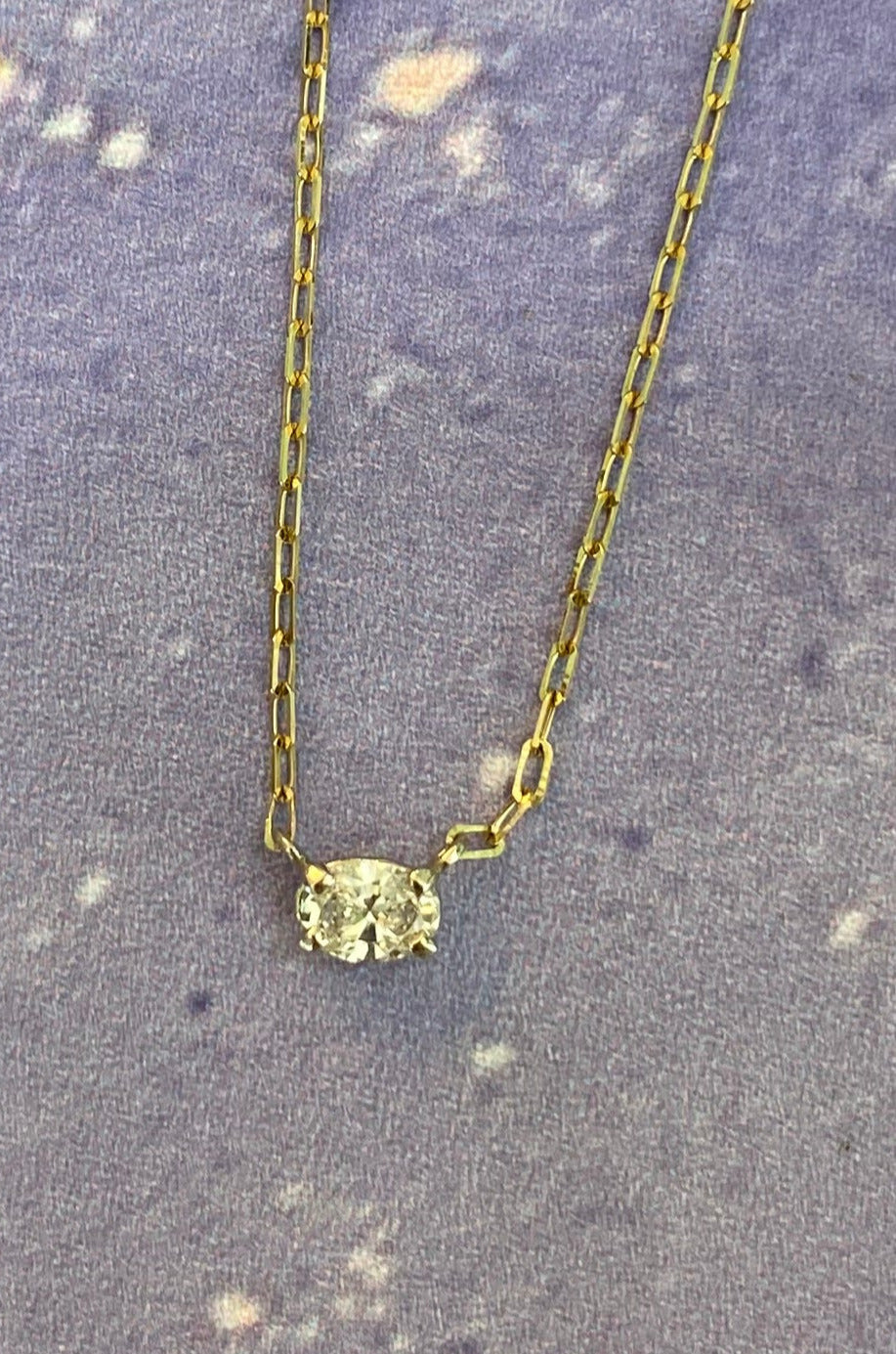 Vintage Oval Diamond Solitaire Necklace