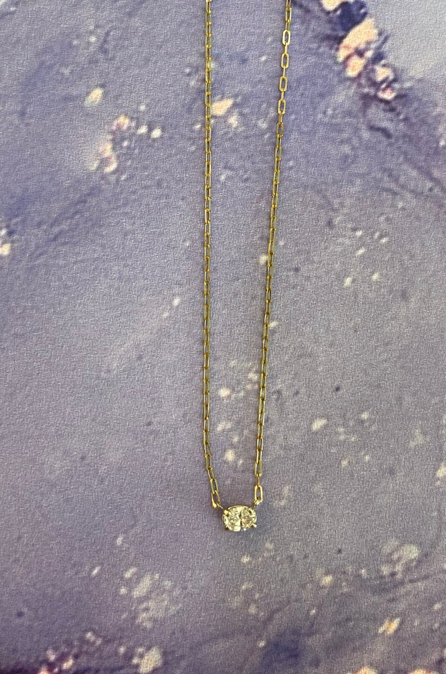 Vintage Oval Diamond Solitaire Necklace