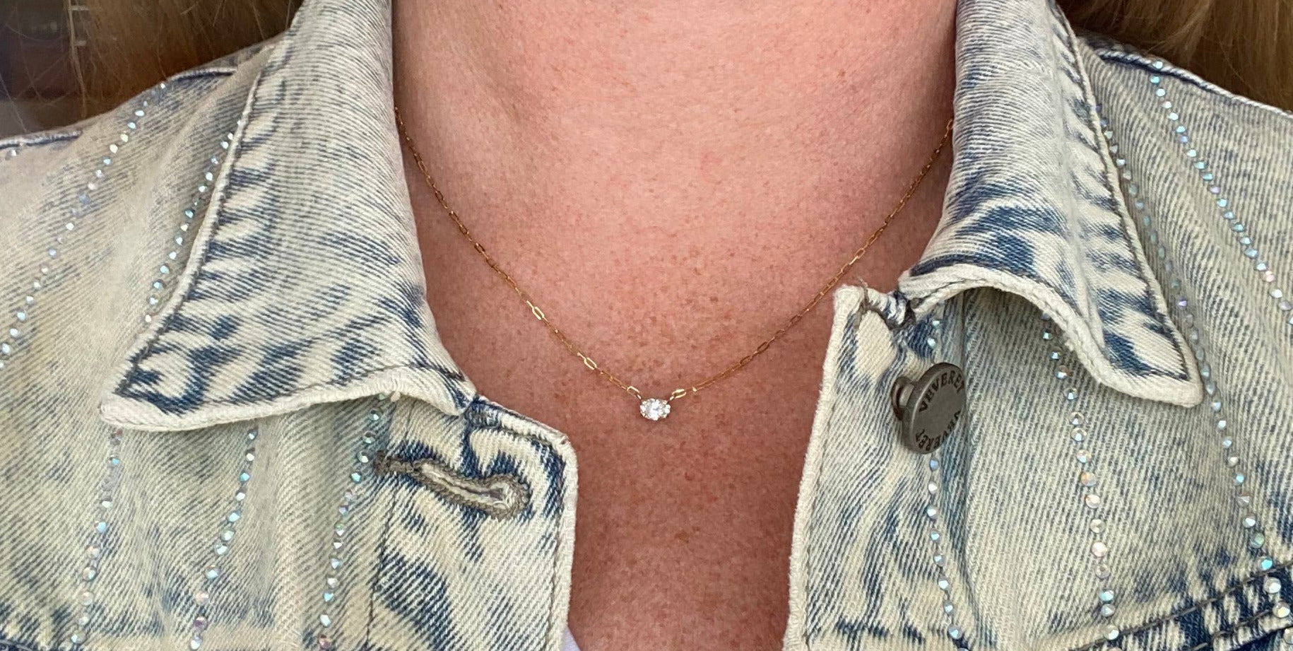 Vintage Oval Diamond Solitaire Necklace