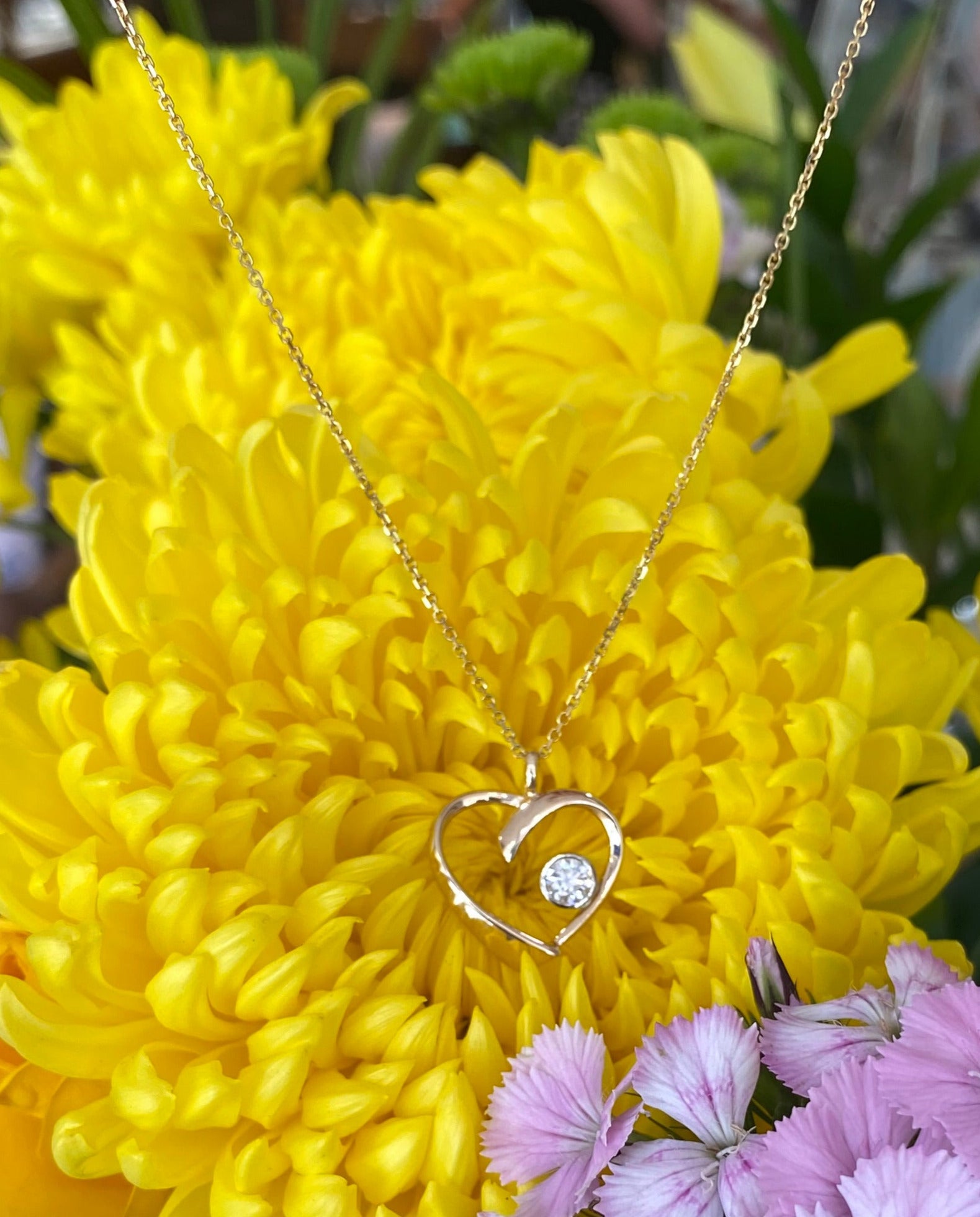 Vintage Open Heart Diamond Inset Necklace